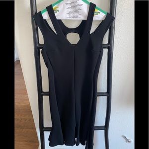 Designer Josh Goot Black Fitted Bodice Flair Skirt Dress